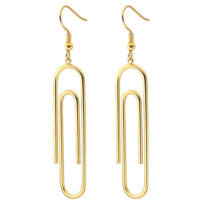 SC New Style Trendy Geometric Earrings Simple Stainless Steel Earrings Fashion Gold Silver Clip Charm Earrings for Unisex