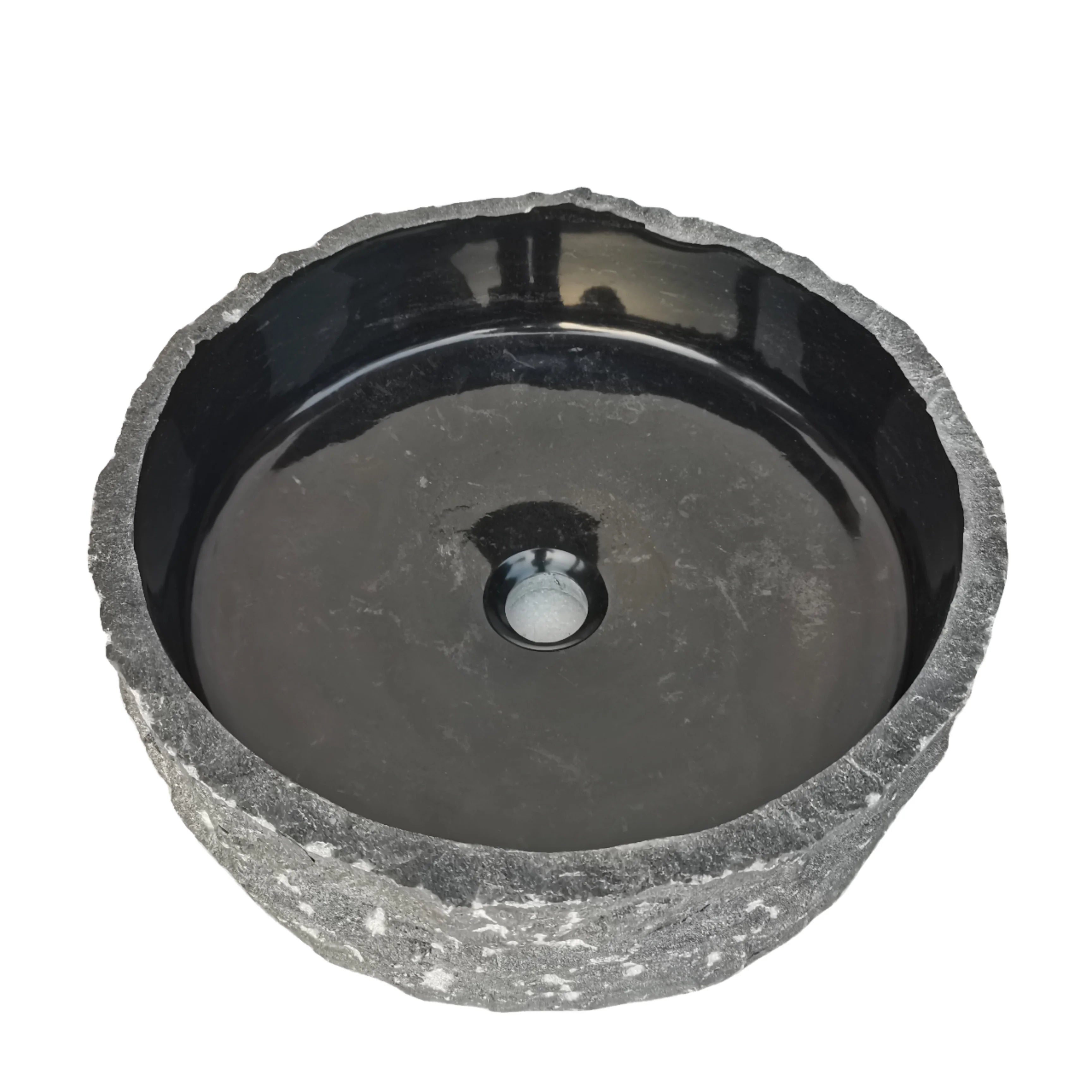 Natural Stone Modern Oval Wash Basin with Drainer Water Resistant Freestanding Design