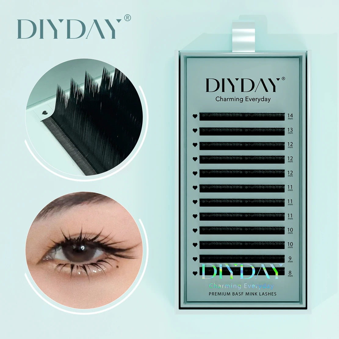 DIYDAY 0.05 0.07 L LC LU M Shaped Mink Individual Volume False Eyelash Extensions Vendor for OEM ODM