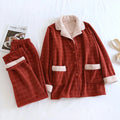 Christmas Plaid Family Flannel Fleece Winter Warm Thick Two Piece Pajamas Set for Men Women