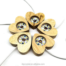 USB Heart Shape Original Wooden Stand Base Crystal Sphere Holder Stand 3D Lamp DIY Crystal Ball Display LED Night Light