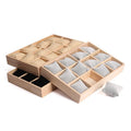 Custom Logo Natural Wood Jewelry Bangles Bracelets Display Stand Tray with Cushions 35x24x5cm for Jewelry Shops