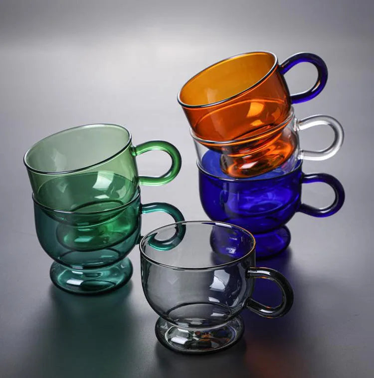 Factory Wholesale Ribbed Latte Coffee Cup Single Cup Brewers Home Decoration Glass Material Mugs