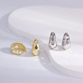 Wholesale Earrings Jewelry Gold Rhodium Plated Round Prismatic Cutting Huggie 925 Sterling Silver Fine Jewelry Earrings