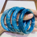 Semi Precious Stones Jewelry Natural Blue Apatite Bangles for Chakra Spiritual Crystal Healing