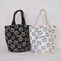 Simple Fashion Solid Color Canvas Tote Bags Grocery Shopping Bag with Zipper