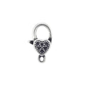 13mm Oxidized Silver Black Plated 925 Sterling Silver Hook Lock Heart Shape Lobster Claw Clasp for Jewelri