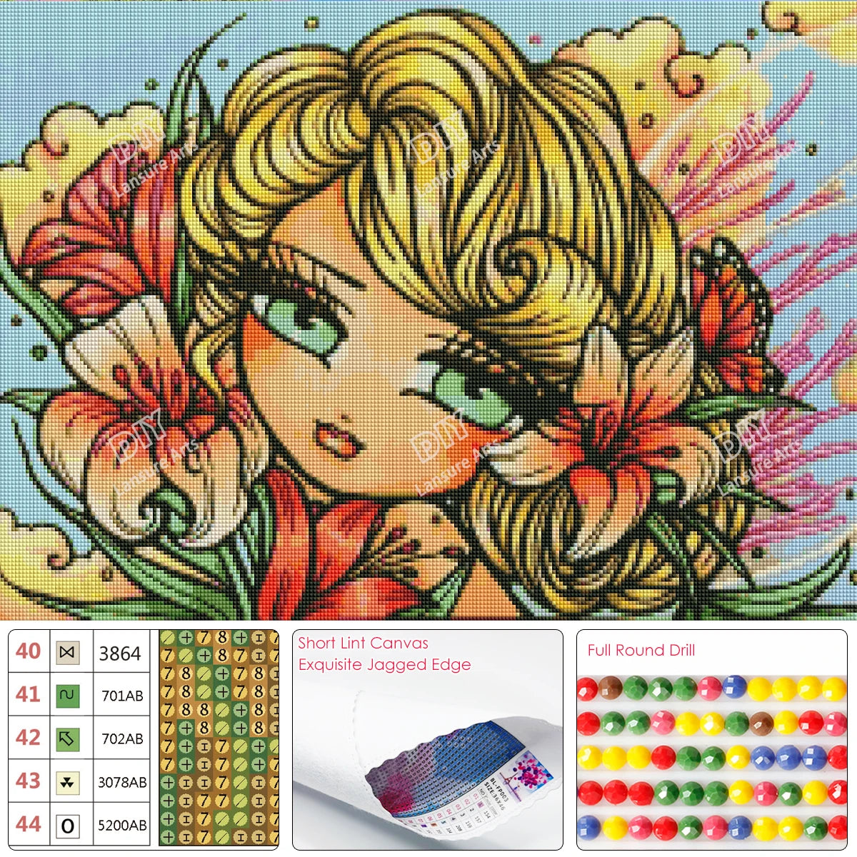 5D DIY Diamond Painting Kit AB Drill Canvas Velvet Lace Classic Portrait Cartoon Girl Zipper Bag Home Decor Cross Stitch Kit