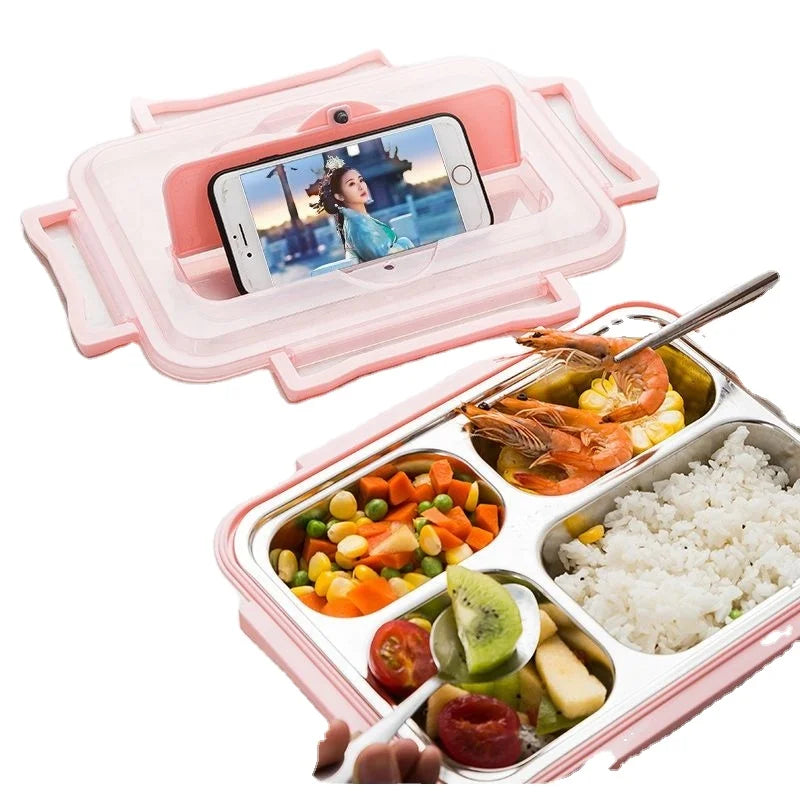 Customized Food Container Best Selling Stainless Steel 4 Compartment Food Storage Container for Snacks Lunch Box
