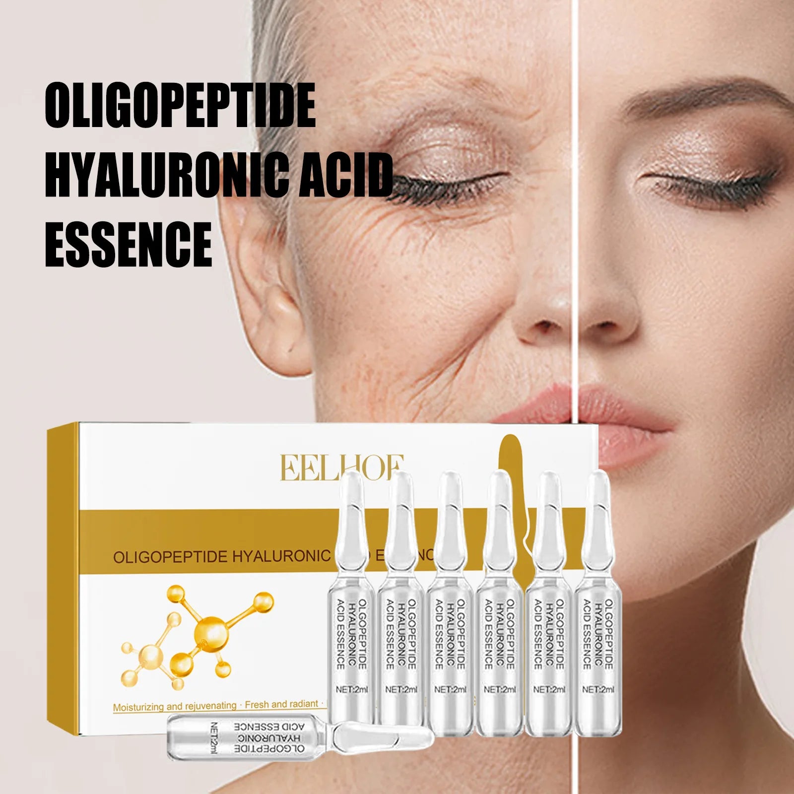 EELHOE Hot Selling Bright Organic Hydrating Instant Lift Essence Collagen Anti Aging Oligopeptide Hyaluronic Acid Serum
