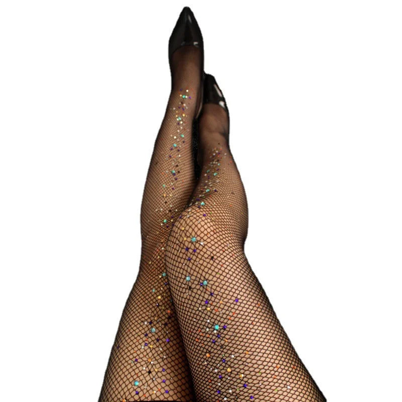 New Coming Hot Sale Cheap Sexy Women Girls Latin Ballroom Dance Tights Hot Fix Rhinestone Fishnet Pantyhose