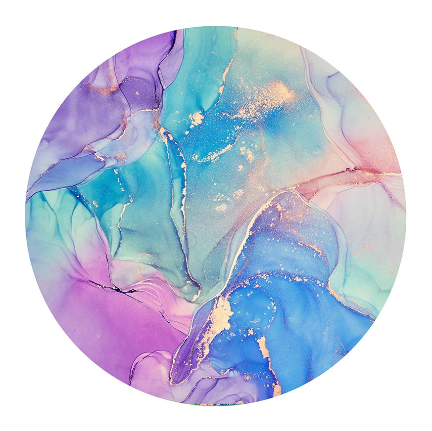 Custom made Unique Circle Pink Gold Marble Washable Non Slip Print Eco Multi functional Decorative Round Meditation Yoga Mat