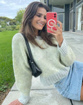 VSCOO Women's Casual Korean Fashion Design Crew Neck Pullover Color Knit Top  Wool AcrylicWinter Sweater