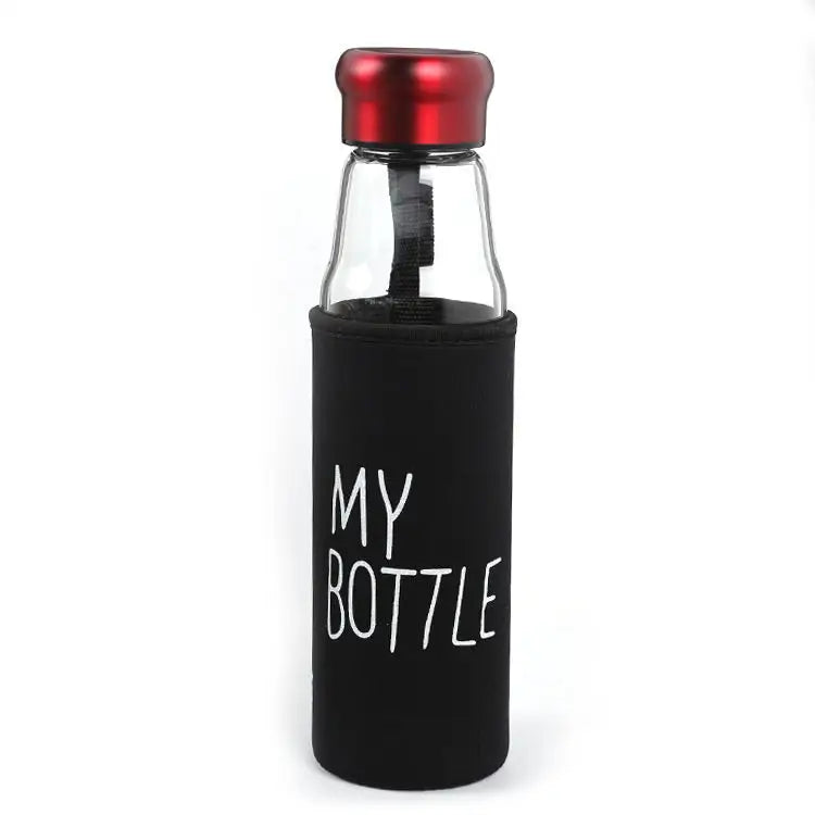 Glass Borosilicate Alkaline Water Bottle Custom logo Bottom Detachable Glass Bottle with Filter Tea Infuser Bottle with Sleeve