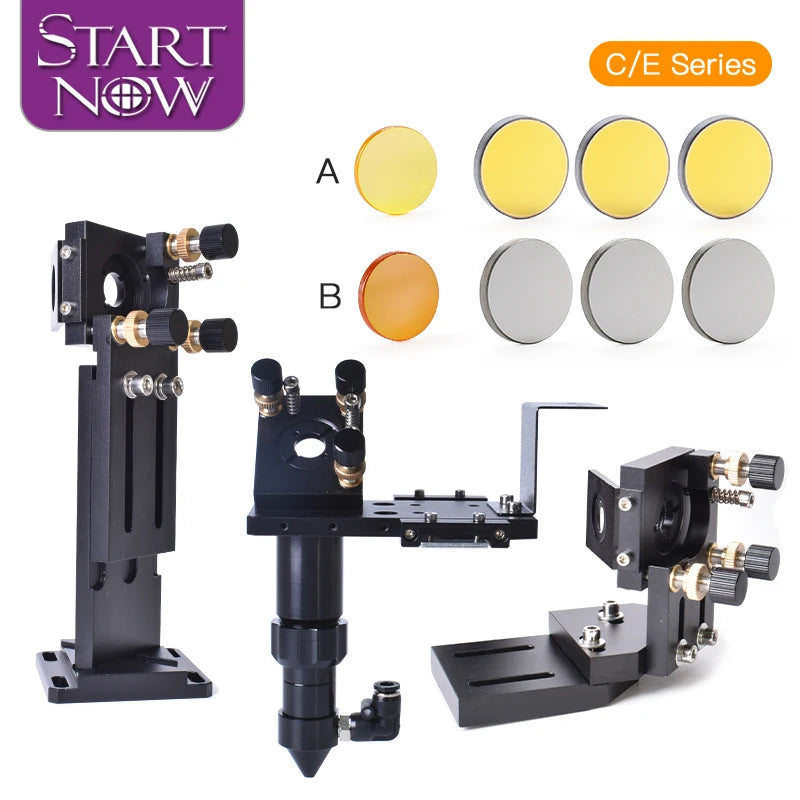 Startnow CO2 Laser Head Sets C/E Series Dia.20mm FL50.8 63.5 101.6mm Focus Lens  Dia25mm Mo Si Mirror Mounts Cutting Laser Head