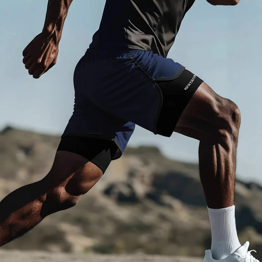 Mens 2 in 1 Running Shorts Quick Dry Athletic Gym Yoga Outdoor Sports Shorts with Liner Workout Training Shorts with Towel Loop