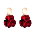 SC New Geometric Multiple Petals Red Earrings Creative Long Gold Plated Earrings Exaggerated Rose Flower Petal Dangle Earrings