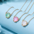 Cute Brass Natural Stone Shell Pendant Necklace18K Gold Plated Jewelry for Ladies