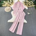 High-End Fashion Sporty Casual Sweatsuit Set Women 2025 Autumn New Collection Wide-Leg Pants Two-Piece