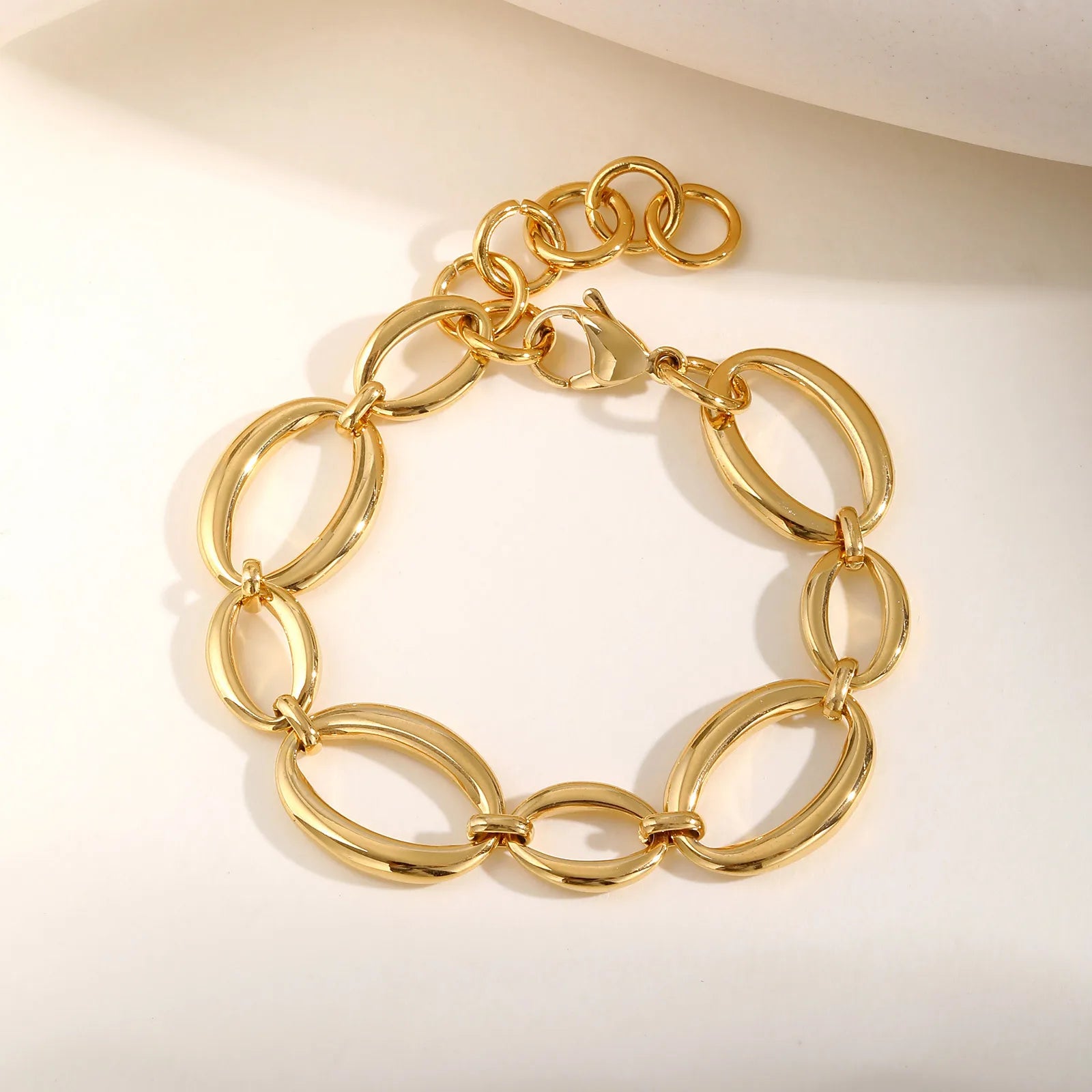 European American Style Large Chain Gold Plated Ladies' Geometric Stainless Steel Bracelet Simple Elegant Charm Bracelets