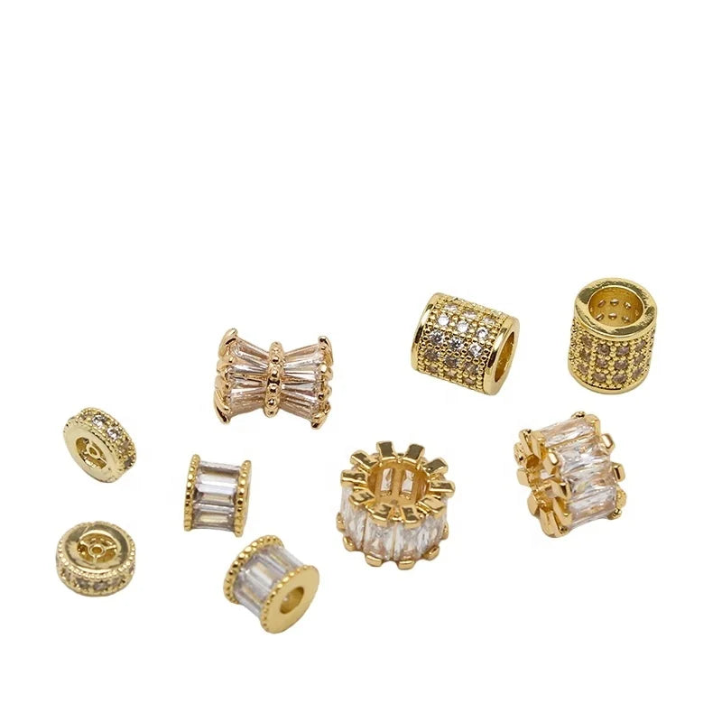2023 DIY Fashion Jewelry 18k Gold Plated CZ Spacer Beads Gemstone Beads for Jewelry Making