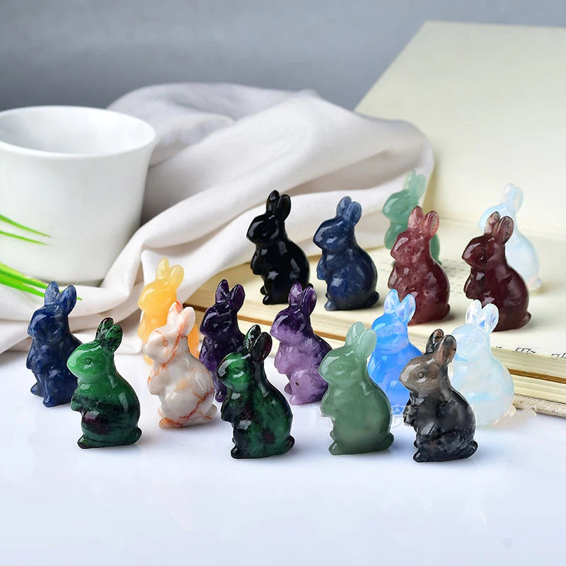 Easter Bunny Natural Crystal Crafts Gemstone Carved Rabbit Wedding Gifts for Guests Stone Crystal for Home Decor