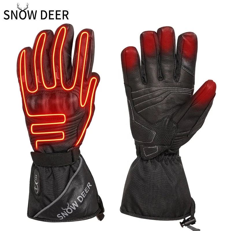 SNOW DEER Winter Electric Motorcycle Gloves-Breathable Waterproof Touch Screen Motocross Gloves for Outdoor Riding