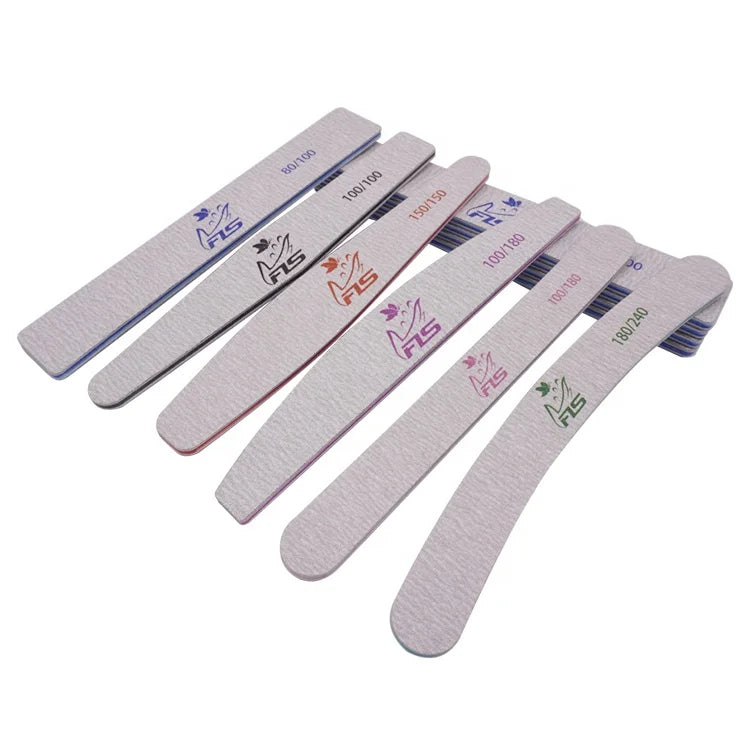 Zebra Grey Nail Files 80/80 Rectangle Emery Board Double Side Disposable Nail File Custom logo