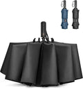 Custom Logo 3-Folding Fully Automatic Reverse Umbrella Windproof 10 Ribs Inverted Compact Executive Personal Shield