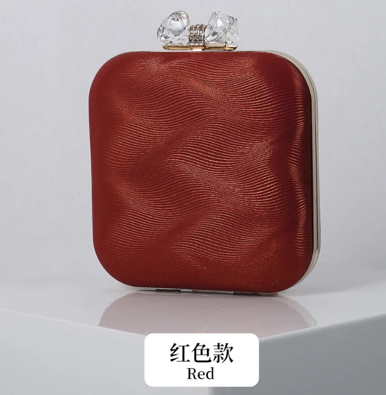 Fashionable Diamond Inlaid Buckle PU Material Dinner Clutch Purses Party Wedding Evening Handbags Easy Matching Shoulder Elegant