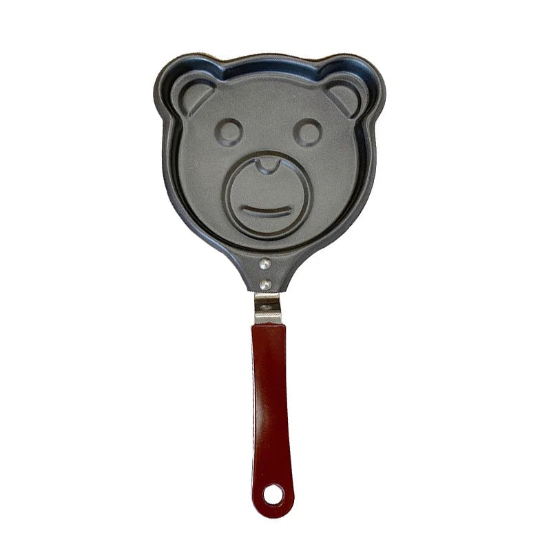 Mini Bear Egg Frying Muffin Pan Egg and Omelet Pan Cookware Non-stick Carbon Steel Cooking Frying Pan with Handle
