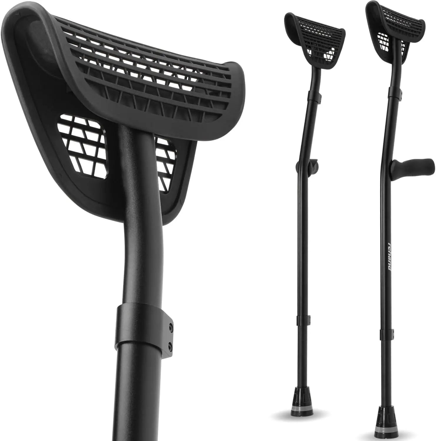 Rehand Aluminum Walking Cane Adjustable Forearm Underarm Black for Disabled Adults Hospital & Outdoor Use