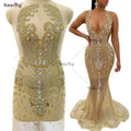 WDP-245 Keering New Style Sew on Crystal Beaded Bodice Rhinestone Applique for Women Elegant Party Evening Dress