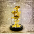 24K Gold Foil Crystal Galaxy Roses Flower Dome for Valentine's Christmas Graduation Easter Gifts for Mom Wife Girl