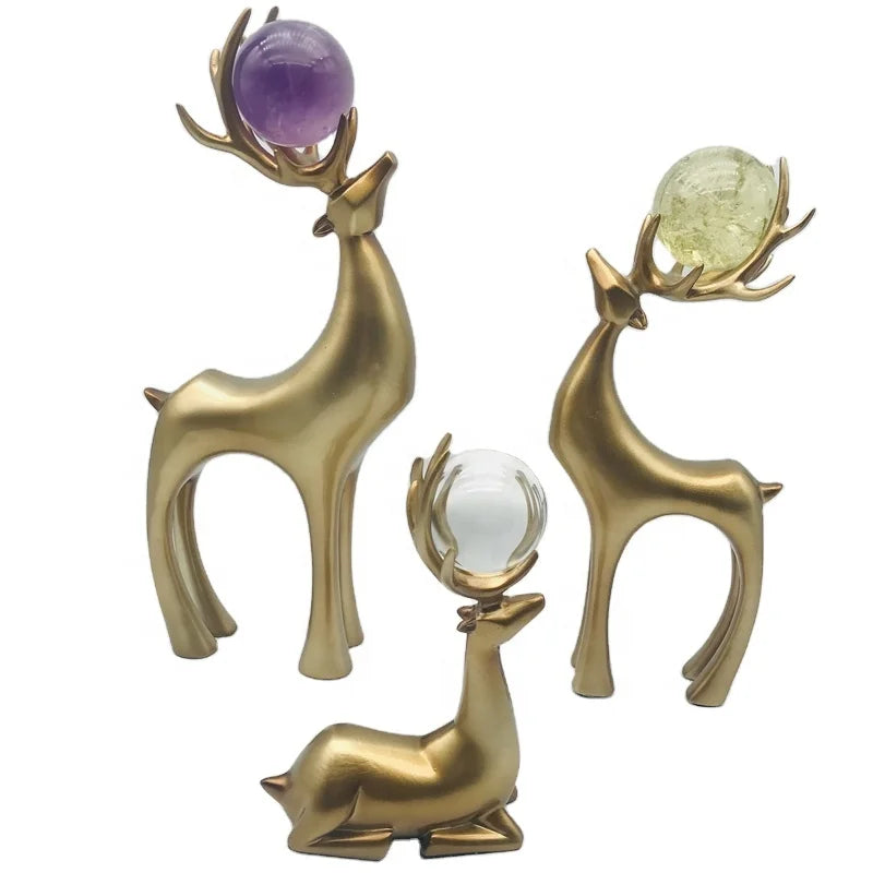 Wholesale Crystal Ball Base Holder Crystal Stand Gold Deer Shape Resin Sphere Stand