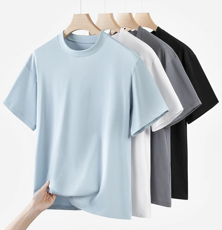 Custom Men Women Loose Fit Solid Color Drop-Shoulder Neck 100% Cotton Blank Design High-End 240g Pima Cotton T-Shirt