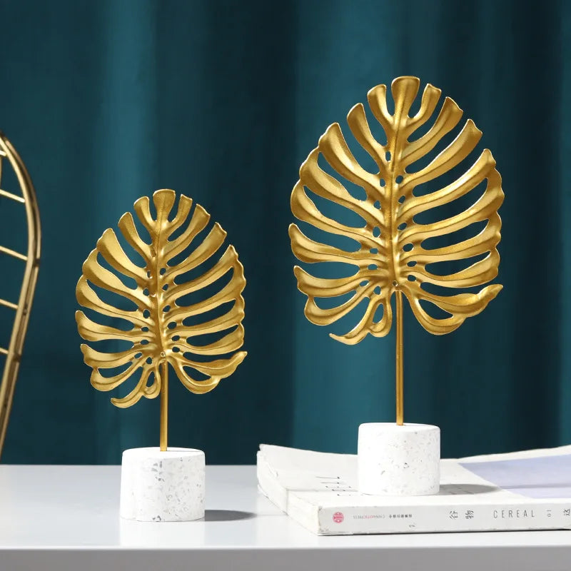 T0188 Hot Selling Ornamental Golden Iron Turtle Leaf Ginkgo Leaf Desktop Decoration Metal Ornament for Sale