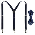 Boys and Girls Universal Solid Color 3 Clip Y Type Suspenders Bow Tie Set Children's + Bow Tie Treasure Polyester Elastic 2.5cm