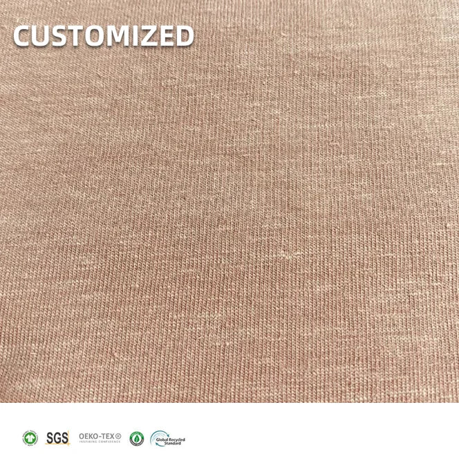 High Quality Combed Weft Knitted 220Gsm Organic Cotton Hemp Blend Jersey Fabric Plain Dyed Stretch for Hoodies & Dresses