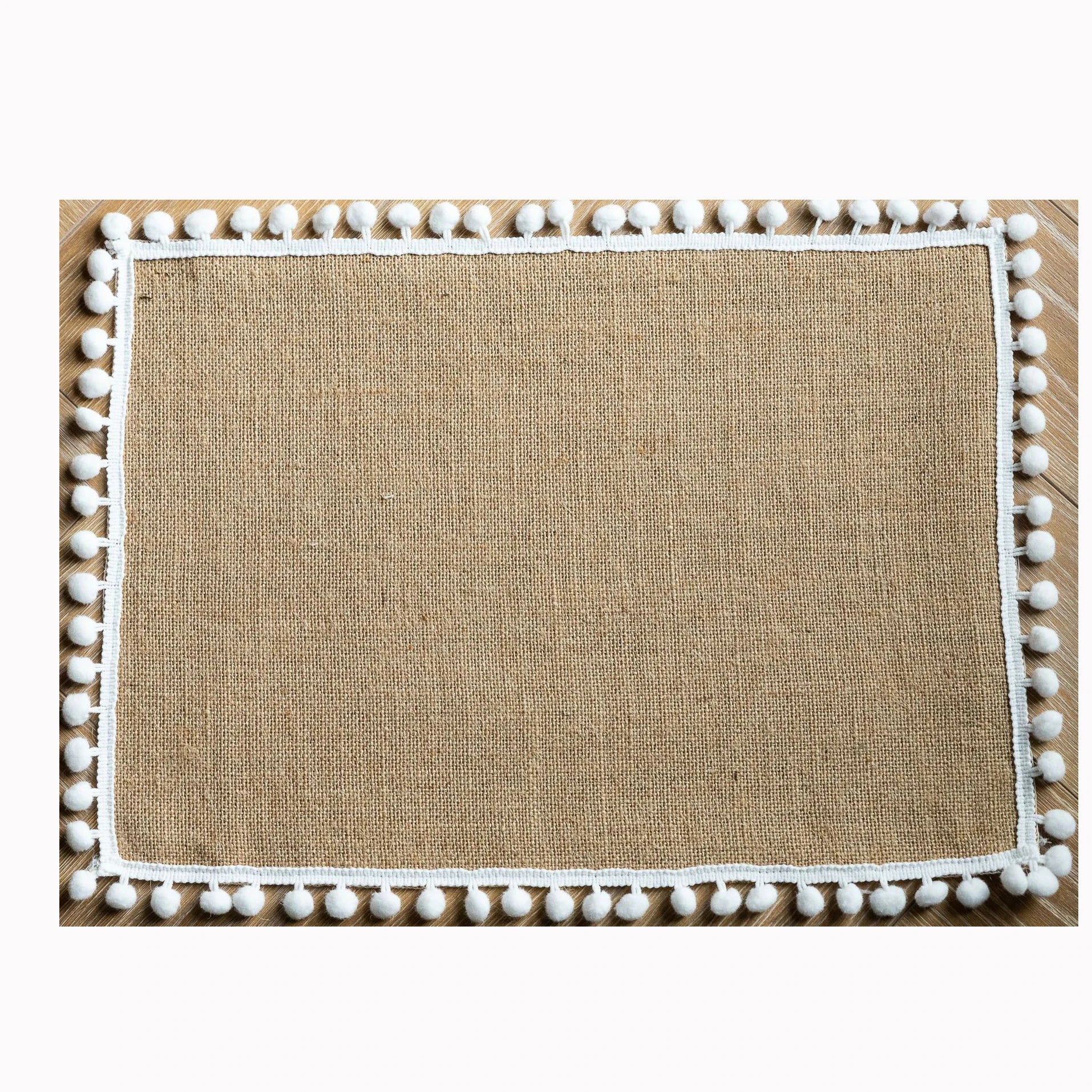 White Lace Edge Round Rectangular Cloth Jute Linen Placemat
