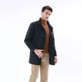 2023 Bosha Men's Navy Blue Custom Trench Coat  With French Front and Snap Bottoms  Zipper Closure and Pockets