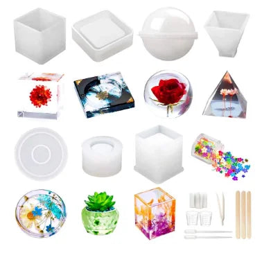 Resin Molds Silicone Kit 20Pcs Epoxy Resin Molds DIY Home Decoration Coaster Jewelry Making Complete Set Tools