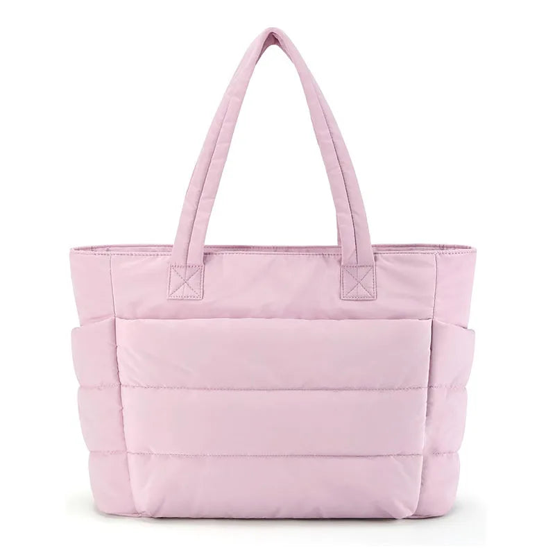 New Trendy Padded Cotton Puffer Design Handbag Women's Tote Bag Large Capacity Laptop Handbag for Travel