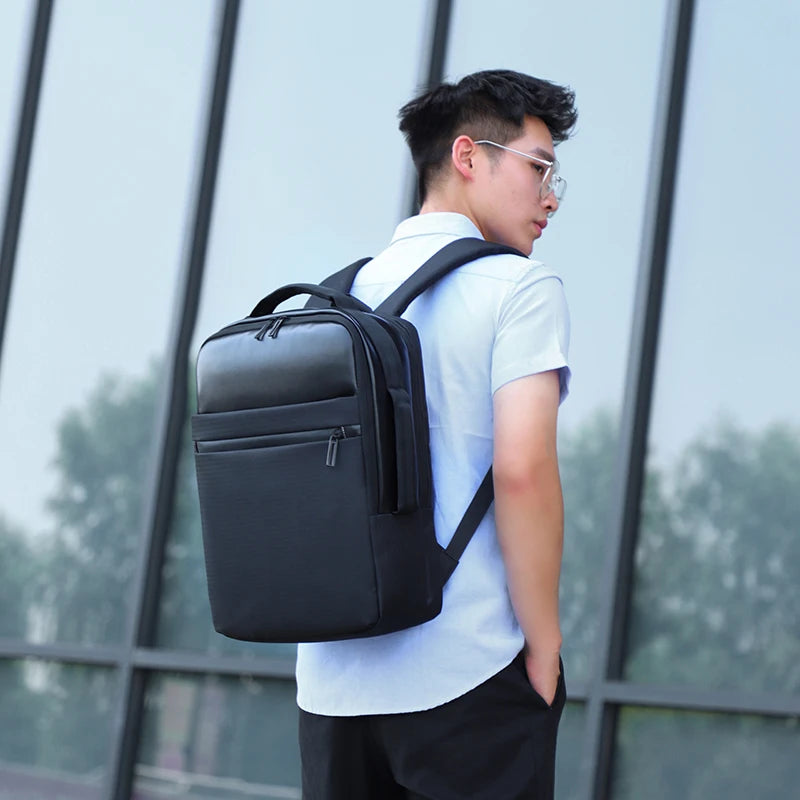 Waterproof Large Capacity Laptop Backpack with USB Port Zipper Closure Oxford Material Polyester Lining Travel Business Backpack