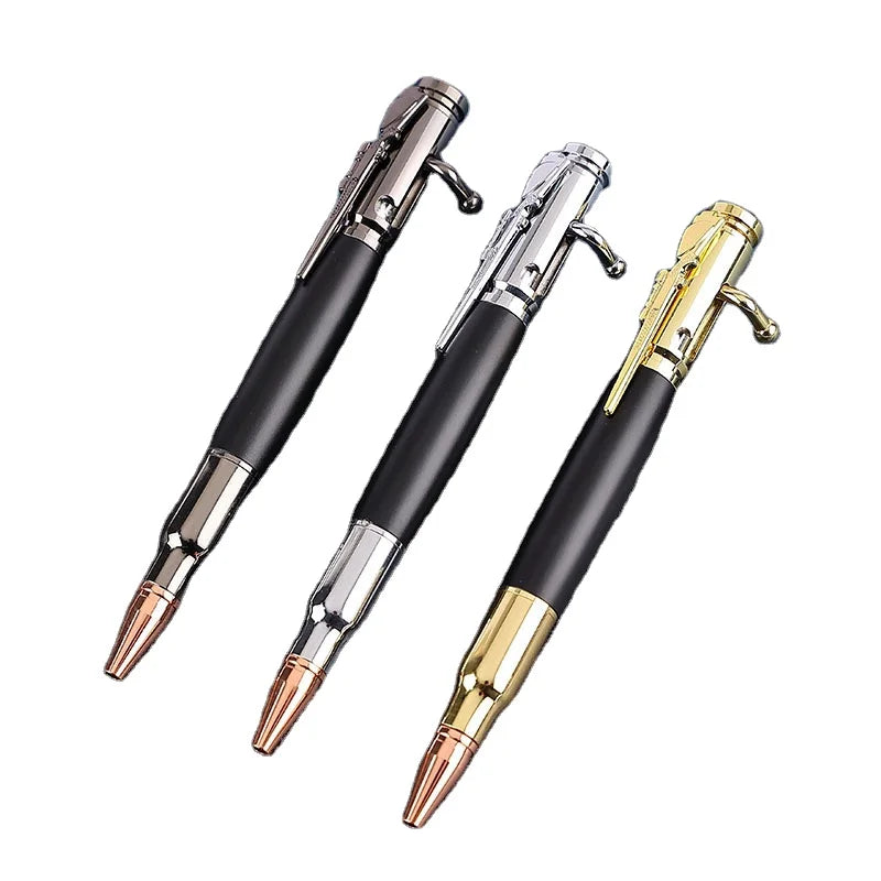 SHULI Bolt Action Tactical Pen Promotional Gifts Bullet Shaped Pen Tactical Metal BallPoint Gun Pen With Custom Logo