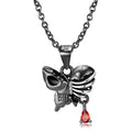 Rib Cage Butterfly Skull Pendant Necklace Authentic 925 Sterling Silver Beads with Red Zirconia for Women Necklaces Jewelry Fine