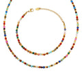 SP Bohemian Style Titanium Steel Colorful Natural Stone Beaded Choker Necklace