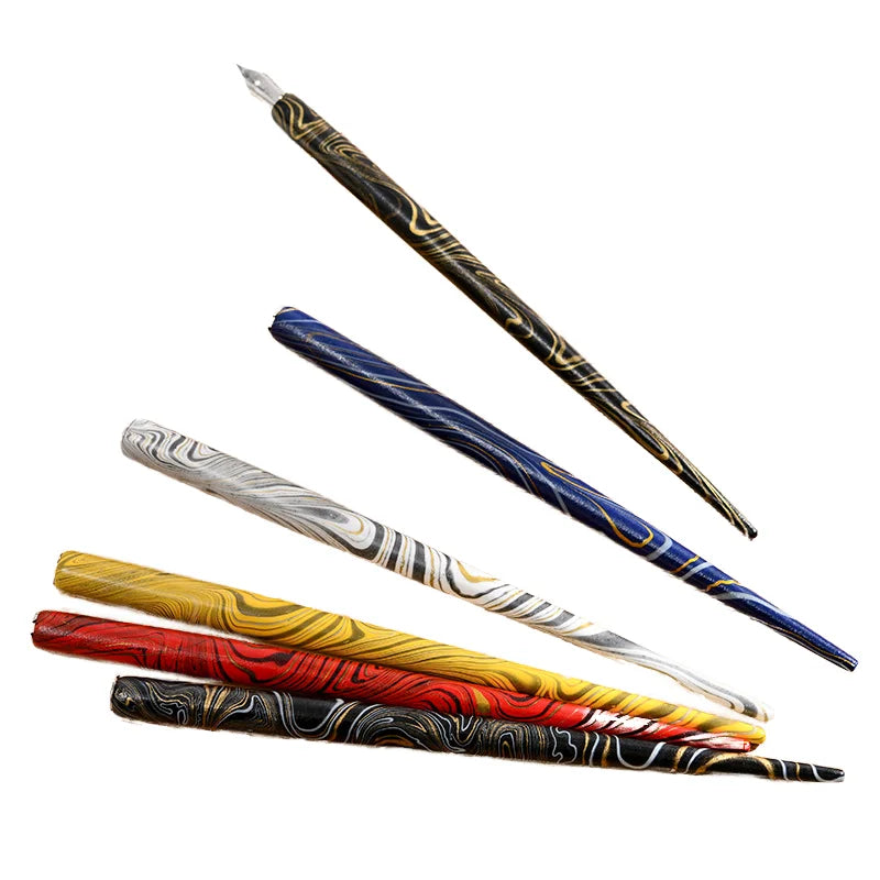 Manufacturer Wholesale Creative Art English Calligraphy Dip Pen Economical Business Gift Wooden Dip Gold Tip Steel Writing