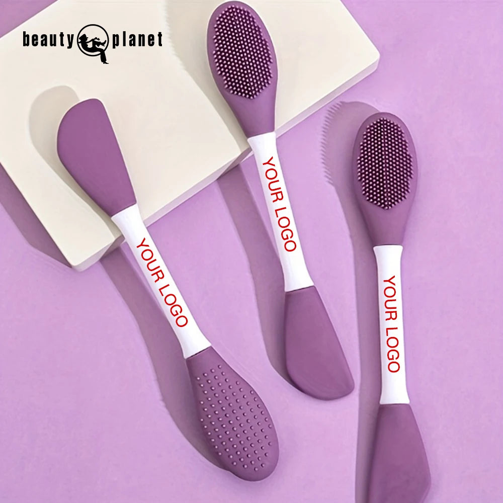 Beauty Planet Double Side Soft Silicone Facial Cleaning Brush Washing Massage Silicone Scrubber Face Clay Mask Application Brush