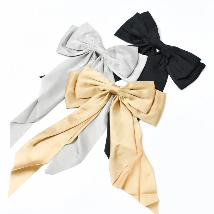 Custom Sweet Big  Double Layer Bow Knot Hair Clipfor Girls Mental Hairpin